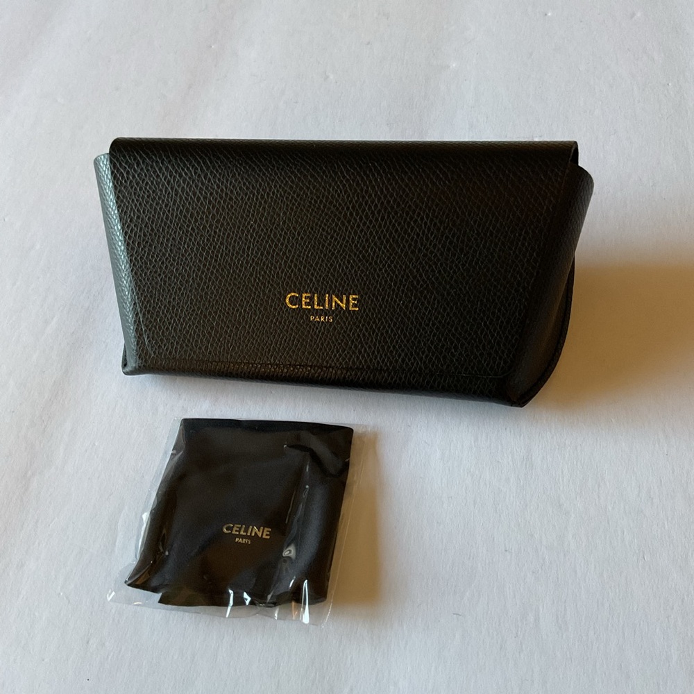 CELINE LARGE SUNGLASSES HOLDER BLACK WITH CLEANING CLOTH NEW